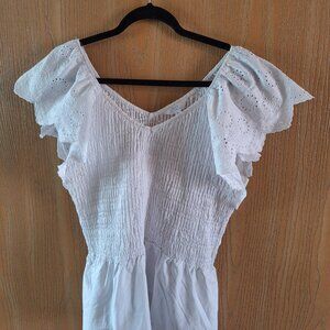 Time and True White Eyelet Lace Peplum Blouse NWOT